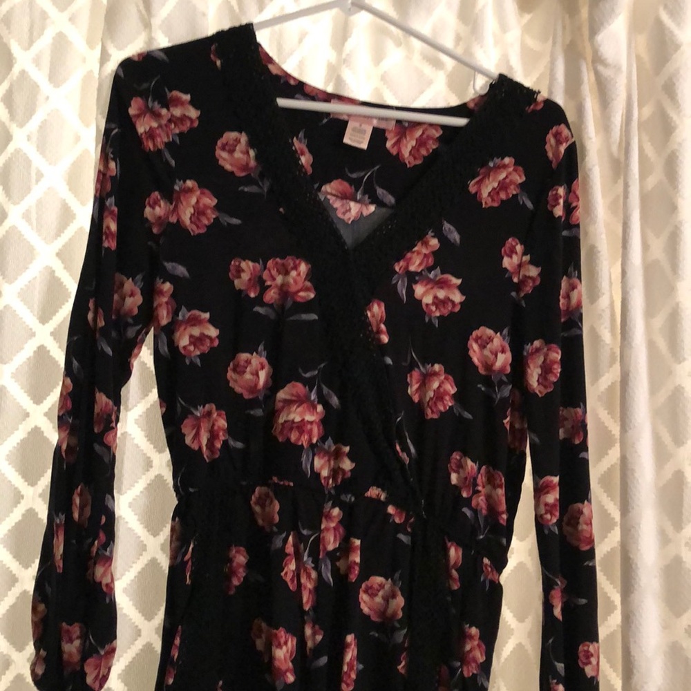 Band of Gypsies long sleeve black floral romper